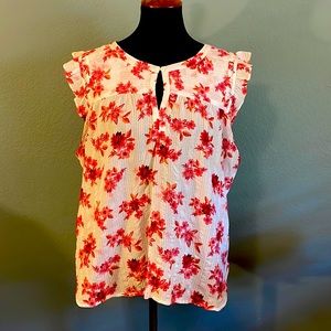 Loft Floral Ruffle Shell Top